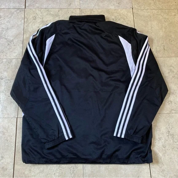 Adidas Full Zip Black/White Stripes Windbreaker Hood - Picture 4 of 9